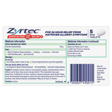 5 Pack Zyrtec Rapid Acting Hayfever Allergy Relief Antihistamine Mini Tablets
