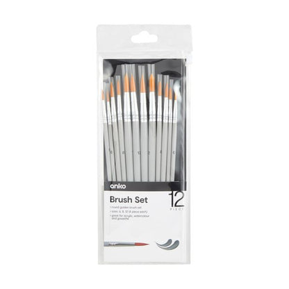 12 Piece Brush Set, Round - Anko