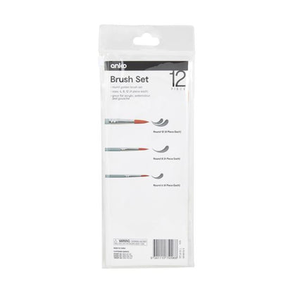 12 Piece Brush Set, Round - Anko