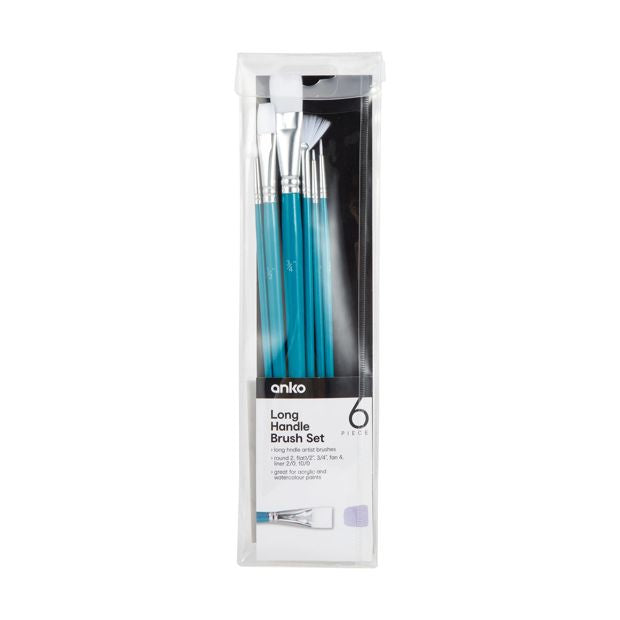 6 Piece Long Handle Brush Set - Anko