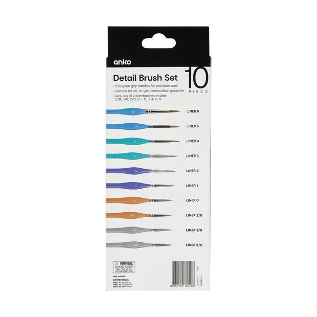 10 Piece Detail Brush Set - Anko