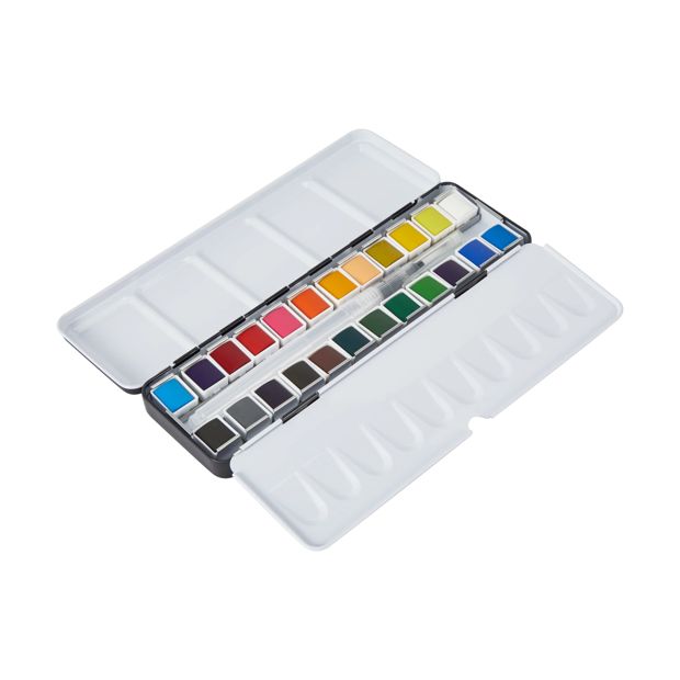 24 Pack Watercolour Half-Pans, Basic - Anko