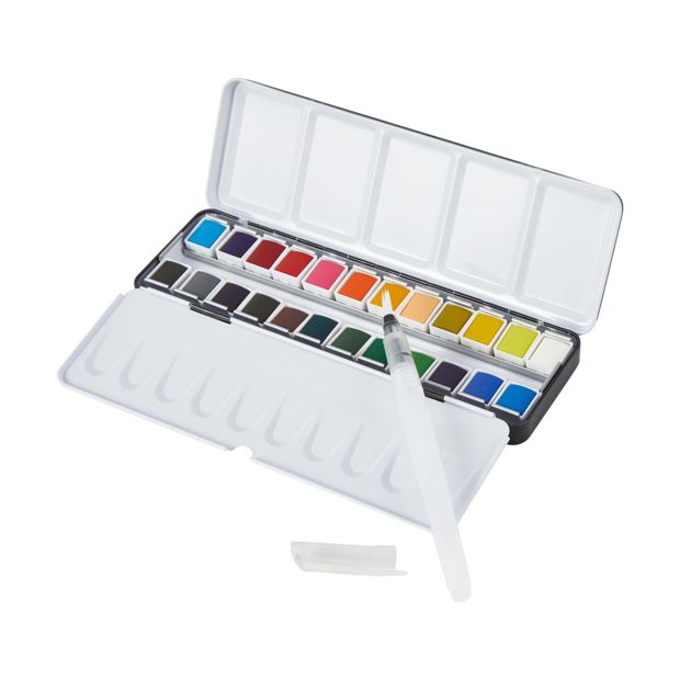 24 Pack Watercolour Half-Pans, Basic - Anko