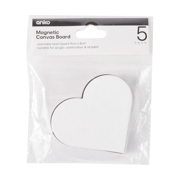 5 Pack Magnetic Canvas Board, Heart - Anko