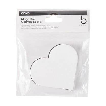 5 Pack Magnetic Canvas Board, Heart - Anko