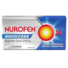 12 Pack Nurofen Quickzorb Ibuprofen Lysine 342mg Caplets