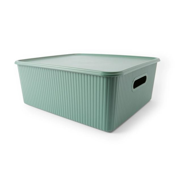 19L Ribbed Container, Green - Anko