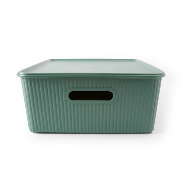 19L Ribbed Container, Green - Anko