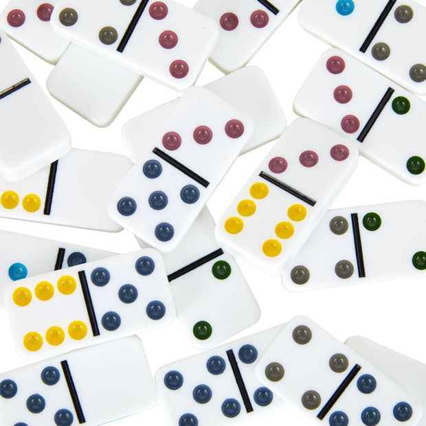 28 Piece Double 6 Colour Dot Dominoes Game