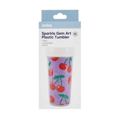 Sparkle Gem Art Plastic Tumbler, Cherry - Anko