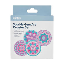 4 Pack Sparkle Gem Art Coaster Set, Mandala - Anko