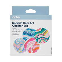 4 Pack Sparkle Gem Art Coaster Set, Marble - Anko