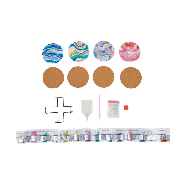 4 Pack Sparkle Gem Art Coaster Set, Marble - Anko