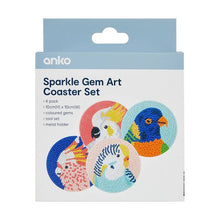 Sparkle Gem Art Coaster Set, Birds - Anko