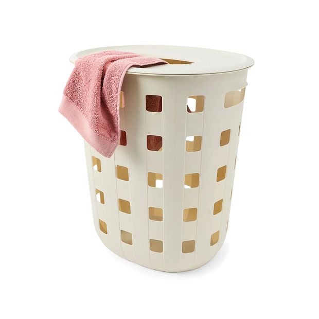80L Trellis Laundry Hamper, Beige - Anko