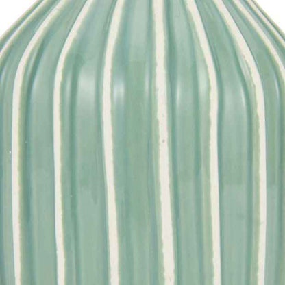 Striped Ceramic Vase, Green and White, 17.8cm