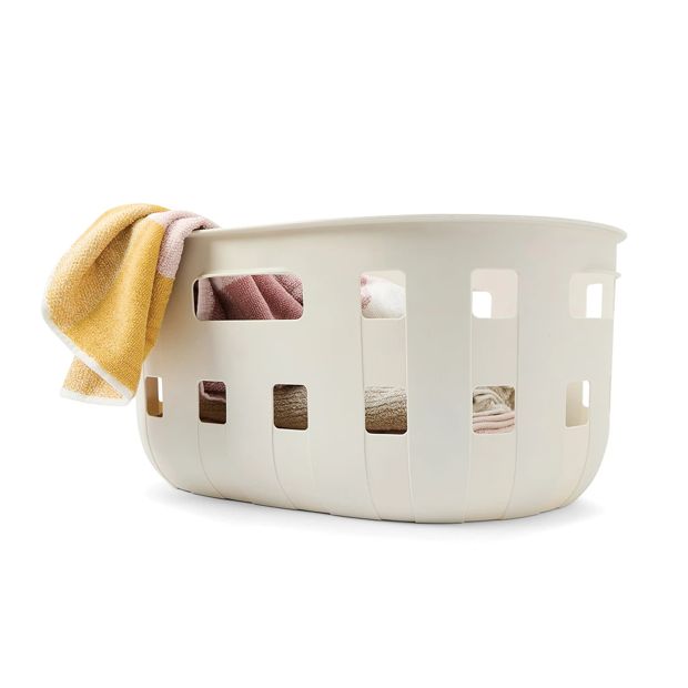 50L Oval Trellis Laundry Basket, Beige - Anko