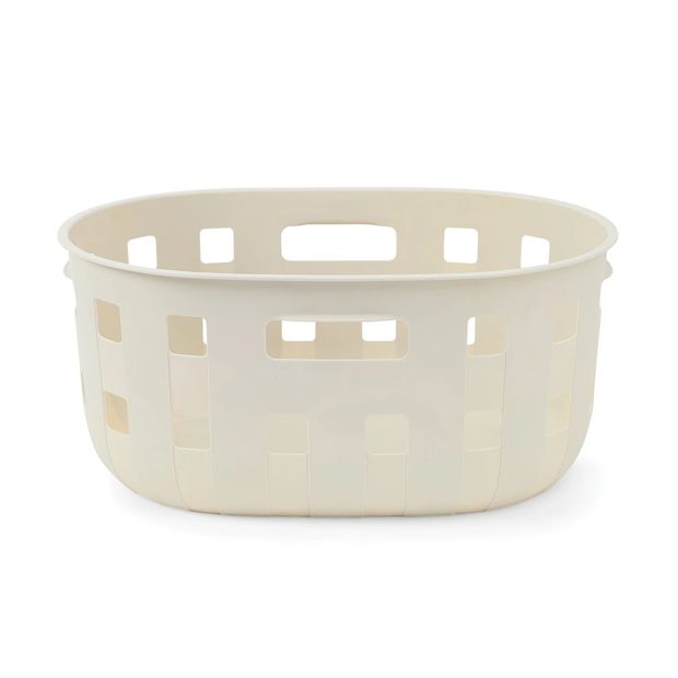 50L Oval Trellis Laundry Basket, Beige - Anko