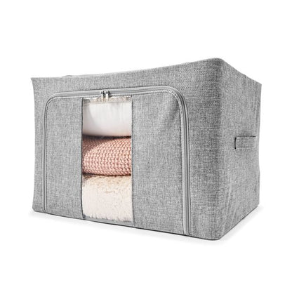 Linen Look Collapsible Box with Window, Large, Charcoal - Anko