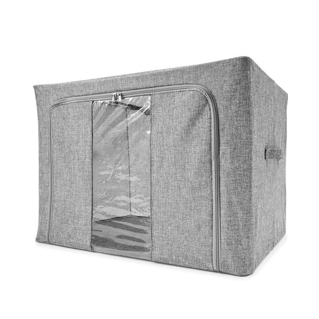 Linen Look Collapsible Box with Window, Extra Large, Charcoal - Anko