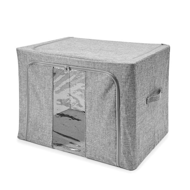 Linen Look Collapsible Box with Window, Extra Large, Charcoal - Anko