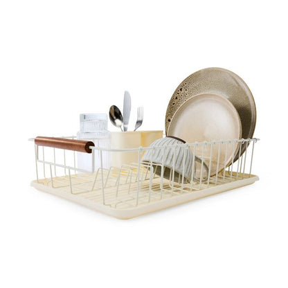 Off White Acacia Handle Dish Rack - Anko