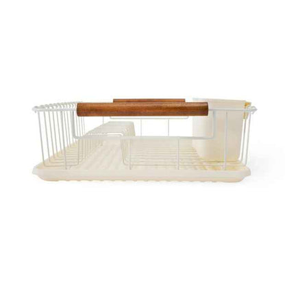 Off White Acacia Handle Dish Rack - Anko