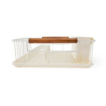Off White Acacia Handle Dish Rack - Anko