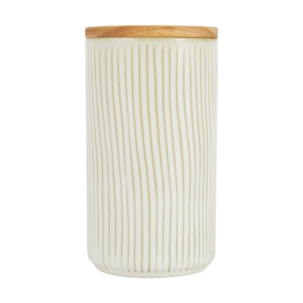 Large White Linear Glazed Canister - Anko