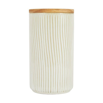 Large White Linear Glazed Canister - Anko