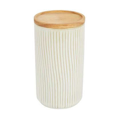 Large White Linear Glazed Canister - Anko