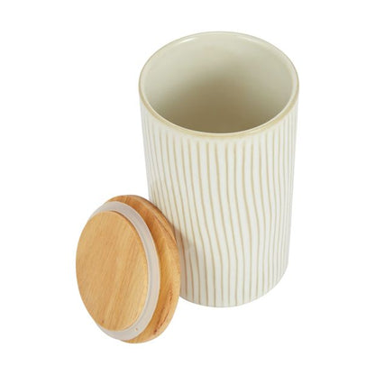 Large White Linear Glazed Canister - Anko