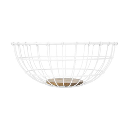Off White and Acacia Fruit Bowl - Anko