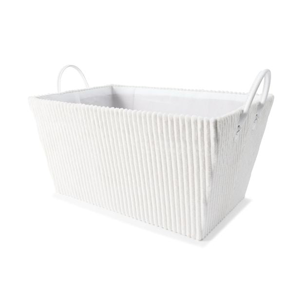 Tapered Ribbed Basket, White - Anko