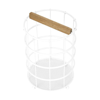 Off White and Acacia Utensil Holder - Anko