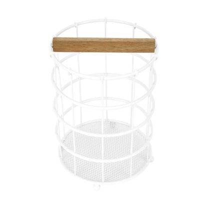 Off White and Acacia Utensil Holder - Anko