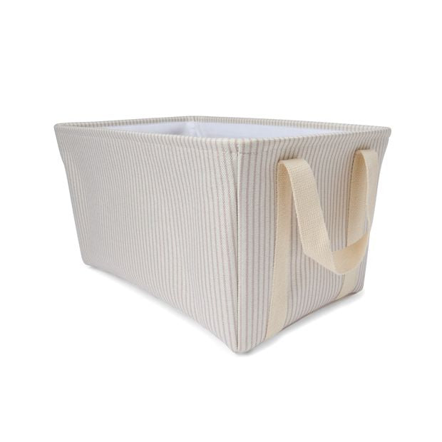 Rectangle Stripe Basket, Beige - Anko