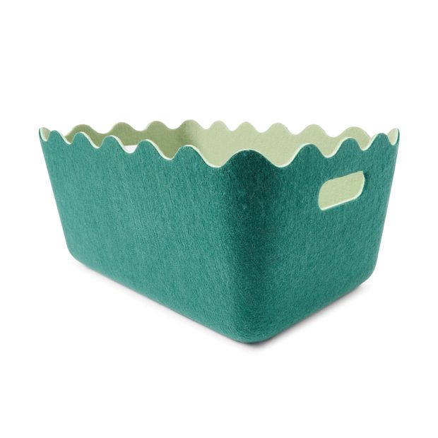Two Tone Wave Felt Basket, Green - Anko