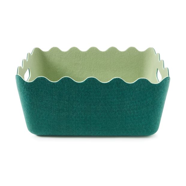 Two Tone Wave Felt Basket, Green - Anko