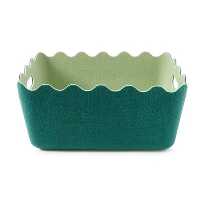 Two Tone Wave Felt Basket, Green - Anko