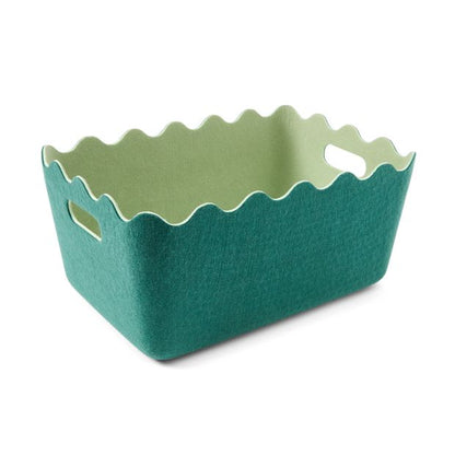Two Tone Wave Felt Basket, Green - Anko