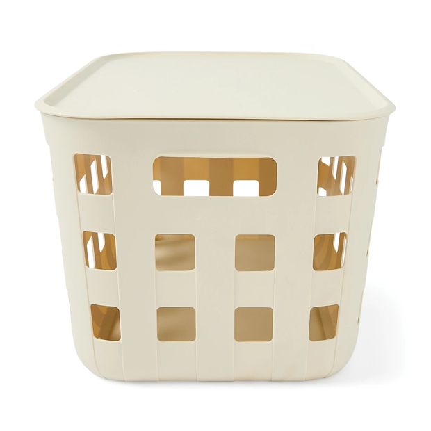 18L Rectangle Trellis Basket with Lid, Beige - Anko