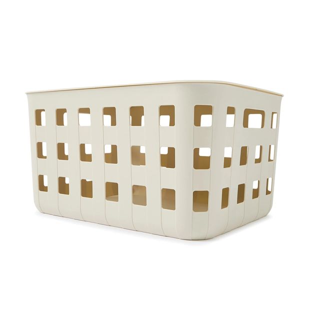 28L Rectangle Trellis Basket with Lid, Beige - Anko
