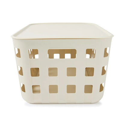 28L Rectangle Trellis Basket with Lid, Beige - Anko