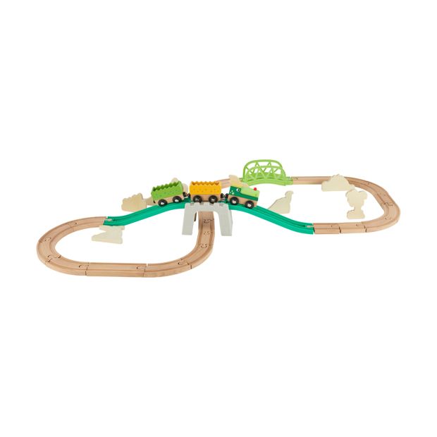 38 Piece Wooden Dino Train Set - Anko