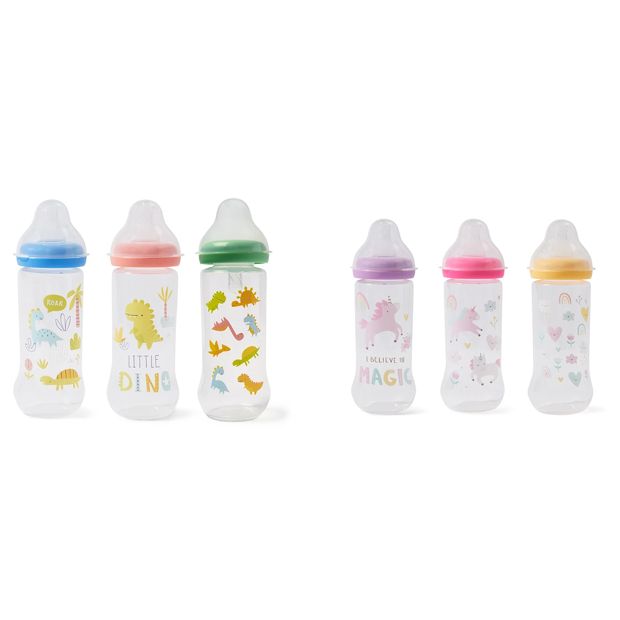 3 Pack Narrow Neck Bottles, Assorted - Anko
