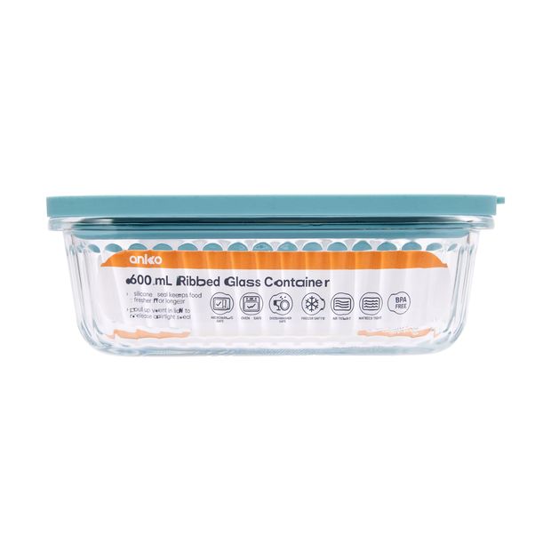 600ml Ribbed Glass Container - Anko