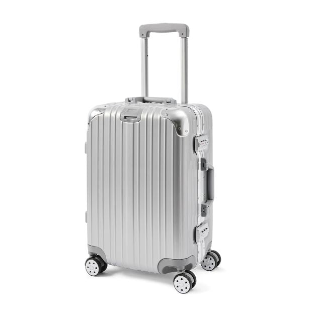 48cm Trunk Hard Case with Stickers, Silver Look - Anko