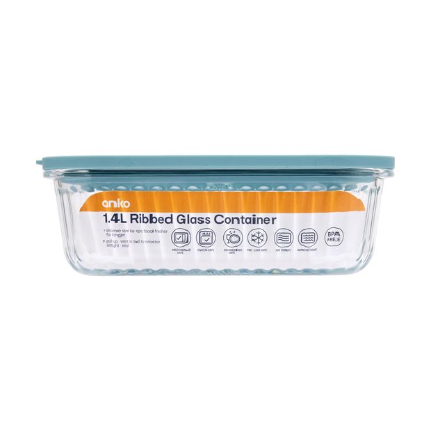 1.4L Ribbed Glass Container - Anko