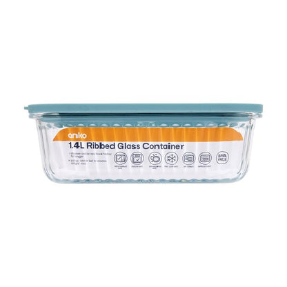 1.4L Ribbed Glass Container - Anko